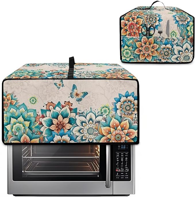 Doojoayie Small Appliance Cover 4 Slice Toaster Dust Protection Cover 18.5"x14.5"x 9" Bread Machine Protector Floral Print Gift for Mother, Wife, Women Cook