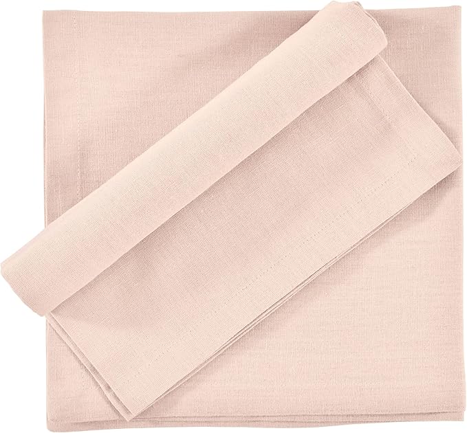 Fingercraft Cloth Napkins, Cotton Linen Blend Napkins Cloth Washable 12 Pack Premium Quality for Parties, Christmas, Thanksgiving, Weddings, Mitered Corner Dinner Napkin for Every Day Use Peach