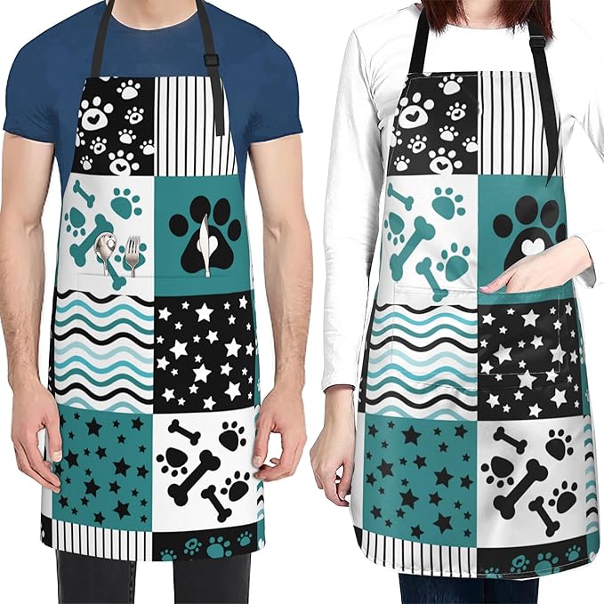 Apron with Pockets Aprons for Women Men Kitchen Chef Apron for Cooking Gardening Server Waitress Painting