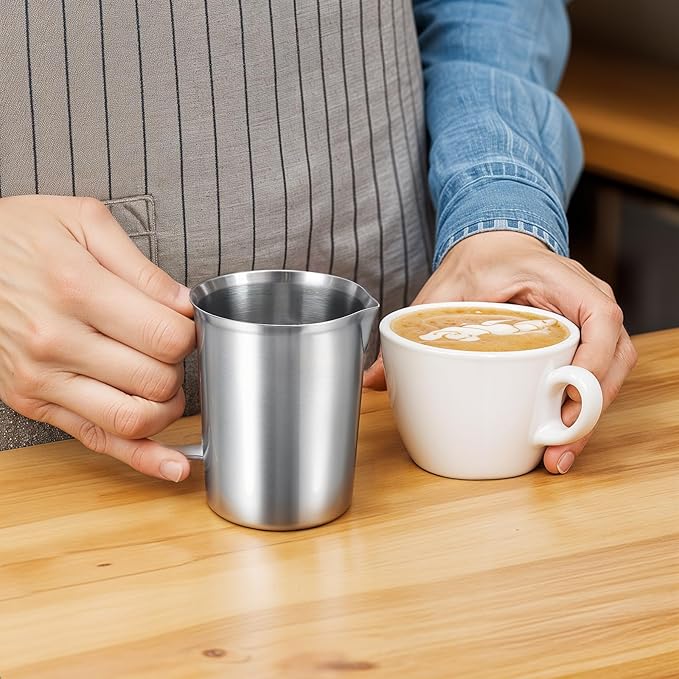 2 Pcs Stainless Steel Measuring Cup with Handle and Pour Lip, Metal Pitcher with Oz and ML marking, 16OZ/500ML), Heavy-Duty Pitcher