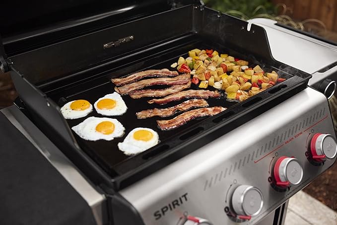 Weber Rust‑Resistant Outdoor Griddle Insert, Full‑Size – Pre-Seasoned Carbon Steel Griddle for Searwood & Large Spirit Series Gas Grills