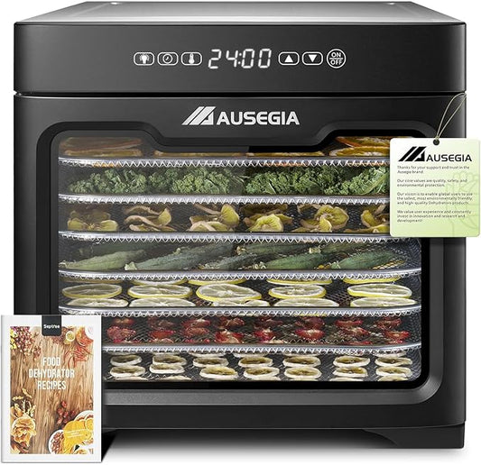 Commercial Large Food Dehydrator, Usable Area up to 9 ft², 800W Full Stainless Steel Dryer Machine, up to 190℉ Temperature, for Meat, Fruit, Veggies, Beef, Herbs (8-Trays Dehydrator)