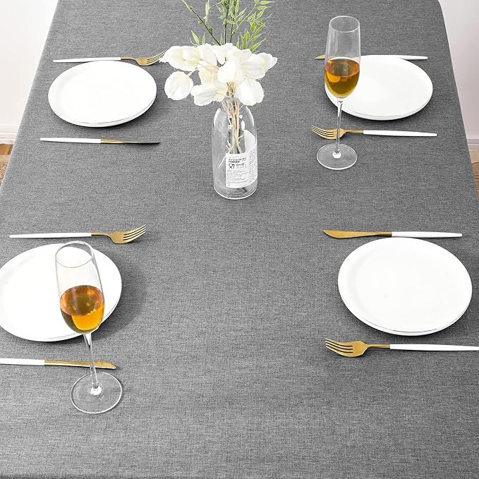AUSSPVOCT Textured Tablecloth Rectangle 60x104 Water Resistant Spill-Proof Wipeable Table Cloth Wrinkle Free Fabric Dining Table Cover for Birthday Party Farmhouse Spring Kitchen Tablecloths