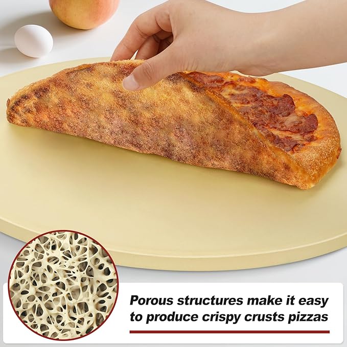 Permade Round Pizza Stone for Grill and Oven- 16 inch Baking Stone Heavy-Duty Cordierite Pizza Stone for Bread, Cookies, Heat Proof BBQ Grilling Cooking Stone for Making Crisp Crust Pizza (Beige)