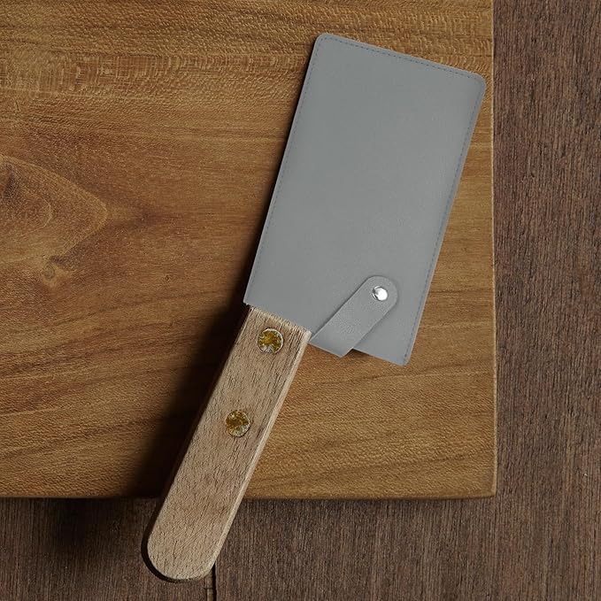 PATIKIL PU Leather Knife Meat Cleaver Sheath, Waterproof Chef Knife Guards Wide Knife Protector Cleaver Cover for Home Kitchen, Light Brown