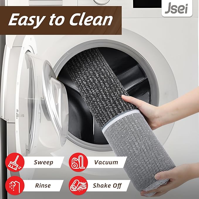 JSEI Kitchen Runner Rugs, 17''x60'' Non-Slip Kitchen Mats for Floor, Machine Washable Absorbent and Stain Resistant Kitchen Rug, Carpet Mats with TPR Backing for Kitchen, Charcoal