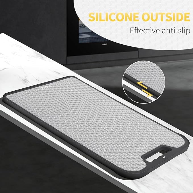 stainless steel Cutting Board for Kitchen, Cutting Board Double Sided Food Grade, Anti slip, scratch resistant, Easy to Clean Large Size 16”×11”