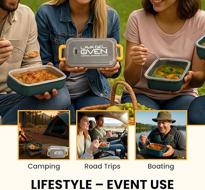 Oven – Flameless Self-Heating Lunch Box & Portable Food Warmer – No Fire or Plugs – Heats Cans, MREs & Meals in 10 Min – Perfect for Camping, Travel, Emergencies & Office