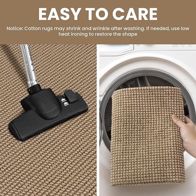 IOHOUZE Washable Exrea Long Hallway Runner Rug 2.6x18 Rubber Backed Kitchen Runner Entryway Runner Indoor, Woven Rugs Floor Carpet for Kitchen Hall Entryway Stair, Orange/Tan/Brown