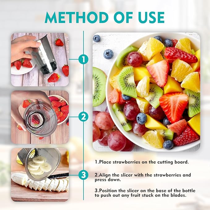 Slicer Cup | Strawberry Slicer | Egg Slicer | Compact Vegetable Chopper, Quick & Easy Manual Fruit Chopping Processor Kitchen Gadget with Slicing & Dicing Blades
