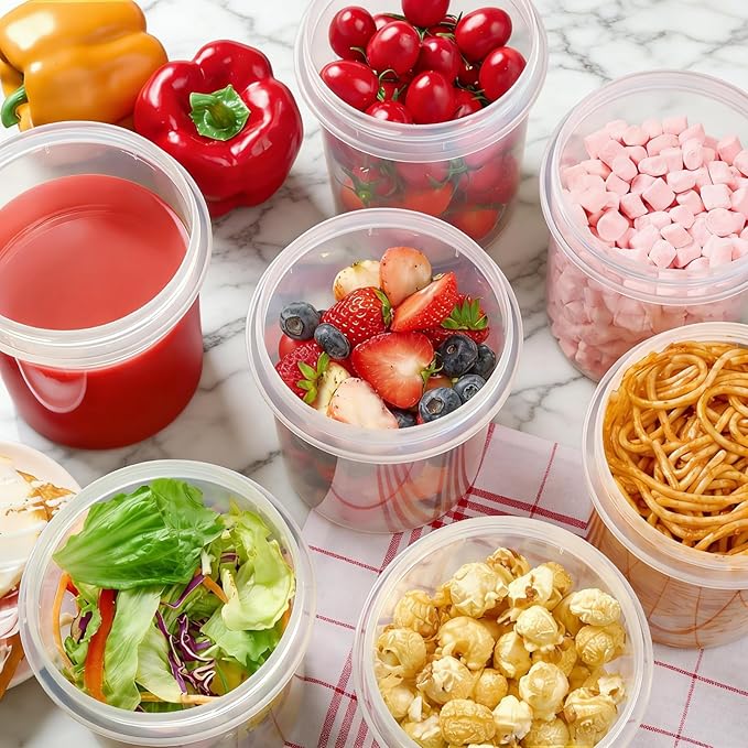 32 oz Freezer Storage Containers with Twist Top Lids, 6 Pack Reusable Meal Prep Containers Plastic Stackable Leakproof Food Storage Containers for Sauce Salad Leftover Oats