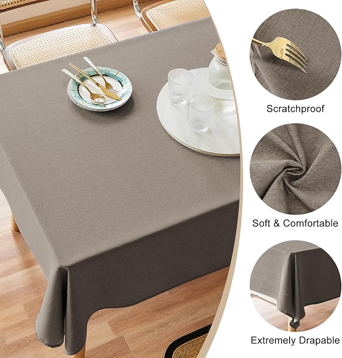 AUSSPVOCT 2 Pcs Textured Linen Table Cloth for Rectangle Table - 52x70 Inch Cloth Tablecloth Rectangular Waterproof Washable Fabric Dining Table Cover for Christmas Holiday Party Kitchen Decor