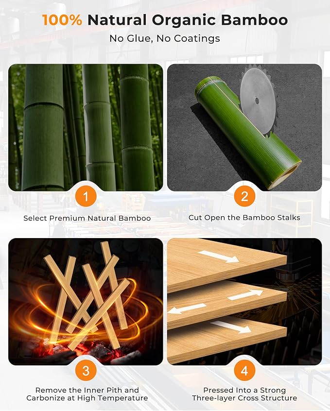 Bamboo Cutting Board for Kitchen, Knife-Friendly Wooden Cutting Boards Set 3-Piece with Juice Groove, Durable Chopping Boards for Meat, Vegetables, Fruits, Cheese(Natural)