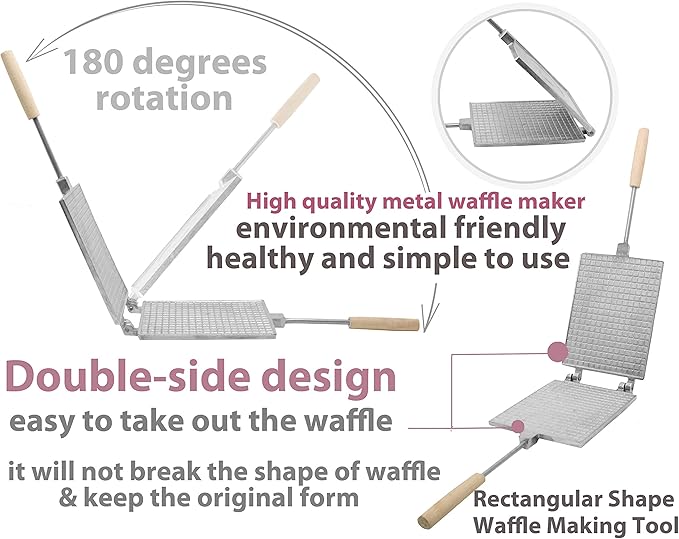 Waffle Maker rectangular shape - Waffle Cone Maker - Krumkake Iron - Wafer Maker - Waffle Makers - Waffle Cone Maker Machine - Stroopwafel Maker - Ice Cream Cone Maker - Wafer Iron - Вафельница