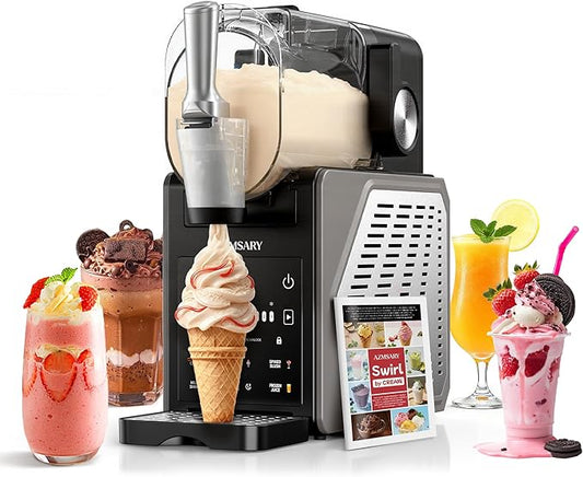 Slushie Machine, 85oz Ice Cream Machine & Slushy Machine for home, with LED Display, 6 Preset Programs for Margaritas, Frappés, Milkshakes, and Soft Serve, Automatic Cleaning, No Ice Needed