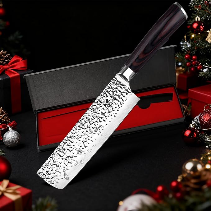imarku Nakiri Knife,7 Inch High Carbon Stainless Steel Japanese Chef Knife,Razor Sharp Chopping Vegetable and Meat Cleaver Kitchen Knife with Ergonomic Handle,Birthday Gifts for Women and Men