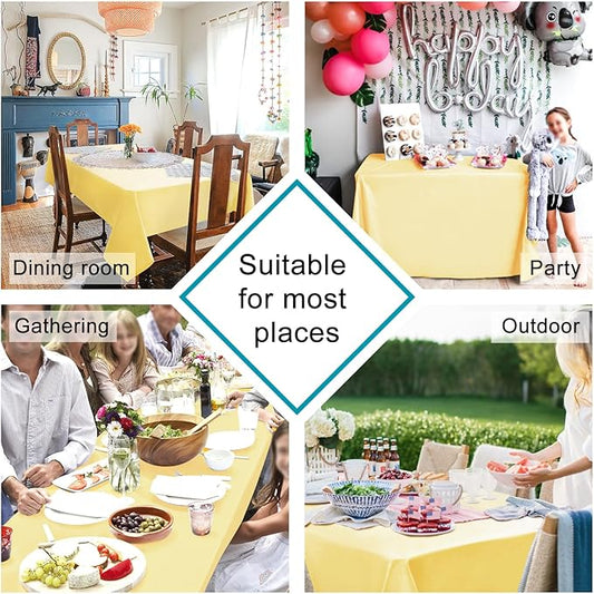 Hiasan Light Yellow Rectangle Tablecloth - Waterproof Spillproof and Wrinkle Resistant Washable Polyester Table Cloth for Dining Party, 52 x 70 inch
