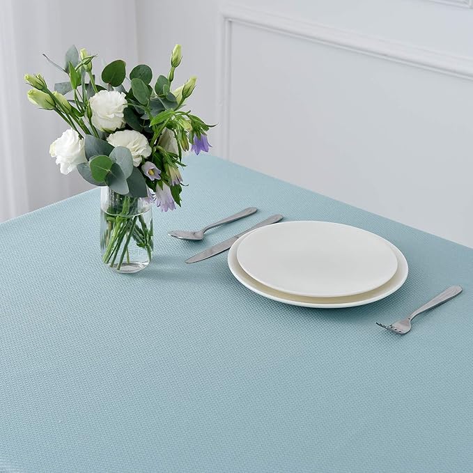 maxmill Textured Rectangle Tablecloth Water Resistant Wrinkle Free Spill-Proof, Soft Jacquard Table Cloth for Banquet Parties Event Holiday Dinner, Indoor and Outdoor Use, 60 x 84 Inch, Dusty Blue