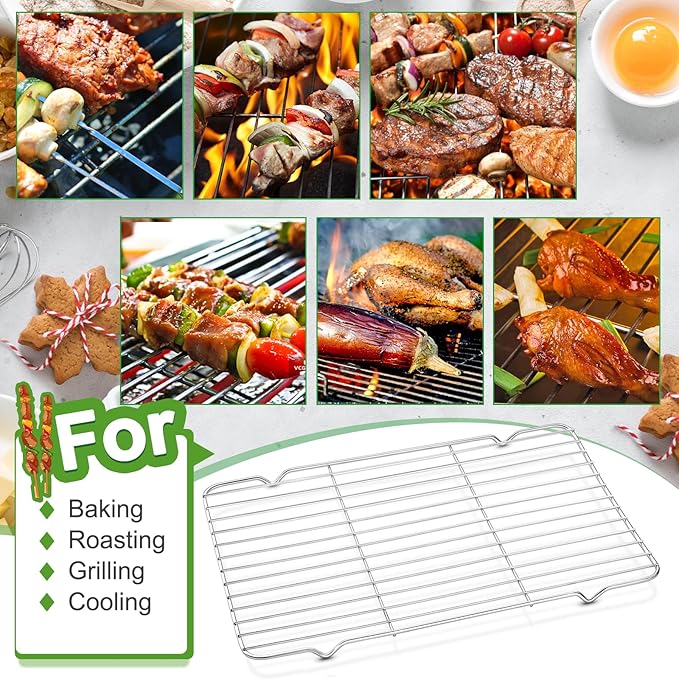 Cooling Rack and Baking Rack with Stainless Steel, 2 - Pack 10 x 15 Inches Heavy Duty Cooling Racks for Cooking and Baking, Sturdy Cookie Cooling Rack, Easy to Clean Oven & Dishwasher Safe