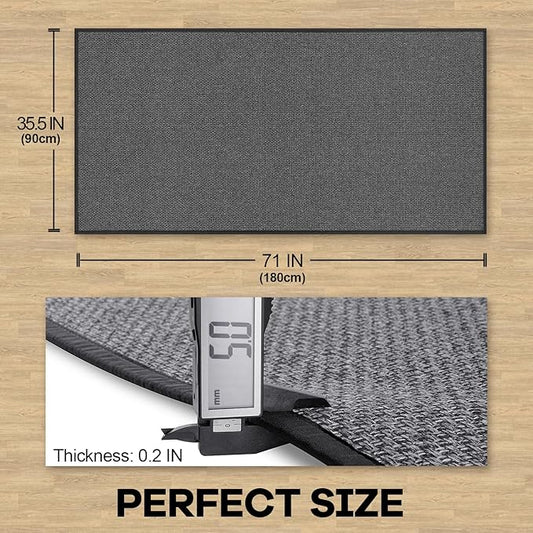 Kitchen Rug, Rubber Non Slip Kitchen Rugs Washable, Absorbent Runner Mat for Floor, Machine Washable Standing Mats for in Front of Sink, Door, Laundry, Entryway, Hallway (Black, 71" × 35.5")