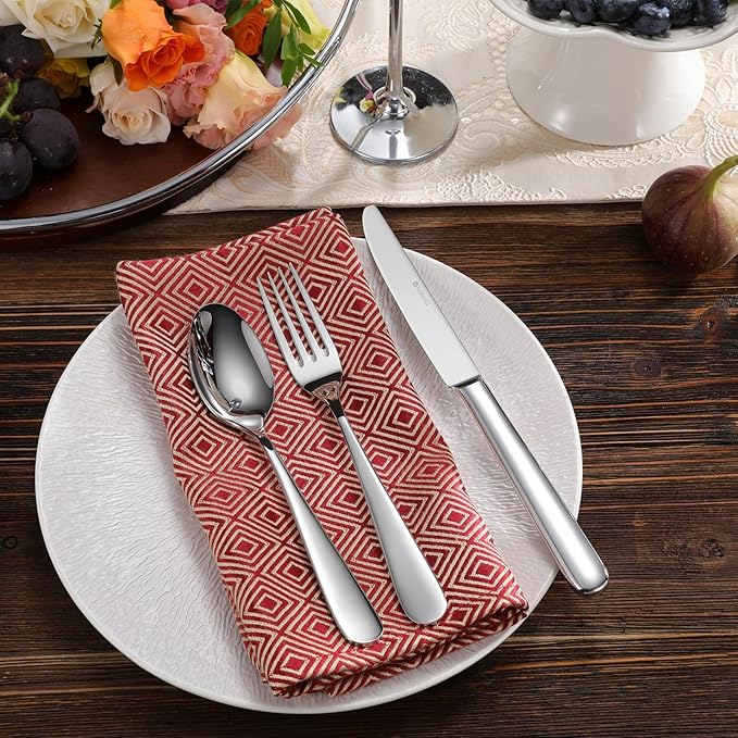 KEAWELL Premium 9.3" Louise Dinner Knives, Set of 4, Brightly-Mirror polished, Stainless Steel, Dishwasher Safe (Smooth)