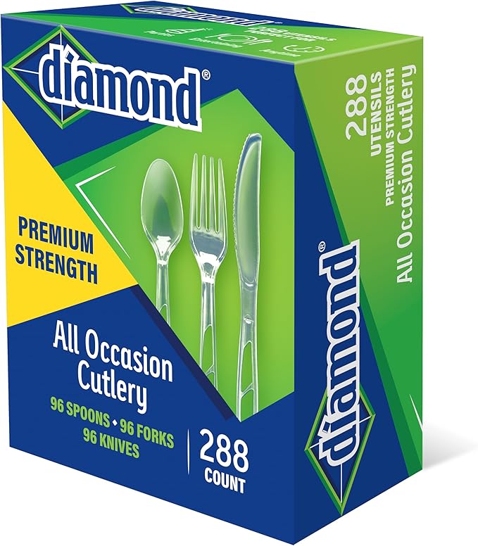 Diamond® All Occasion Clear Disposable Cutlery Set 288 Count (288 Cutlery Set)