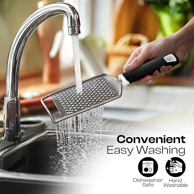 Handheld Cheese Grater & Cheese Shredder – Stainless Steel, Rust-Proof, Non-Slip Handle, Durable Flat Grater for Parmesan, Chocolate, Spices, Vegetables & More – Multi-Purpose & Easy to Clean.