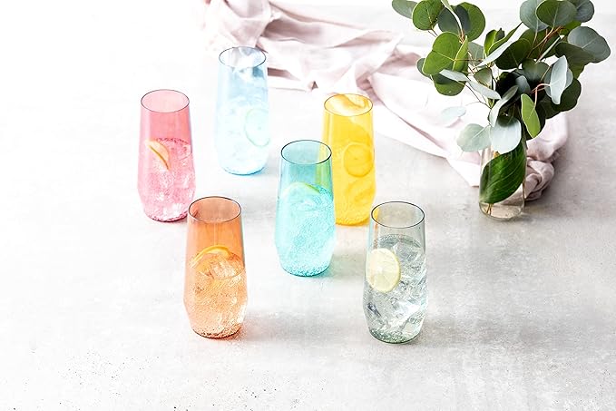 Fortessa Sole Outdoor Shatter Resistant BPA Free Premium Copolyester Plastic Drinkware 6 Pack, Rose Red, Iced Tea Glass