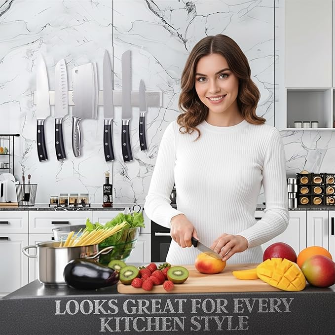 Magnetic Knife Holder for Wall, Knife Magnetic Strip with Extra Strong Magnet, 16 Inch Multi-Purpose Metal Knife Rack, Kitchen Utensil Holder, Organizers Home Kitchen & Garage Accessories