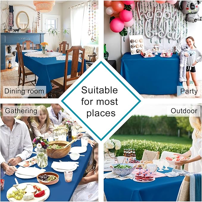 Hiasan 2 Pieces Royal Blue Tablecloth Rectangle - Waterproof and Washable Fabric Table Cloth for Card Tables, 30 x 60 Inch