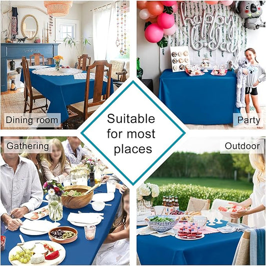 Hiasan 2 Pieces Royal Blue Tablecloth Rectangle - Waterproof and Washable Fabric Table Cloth for Card Tables, 54 x 120 Inch