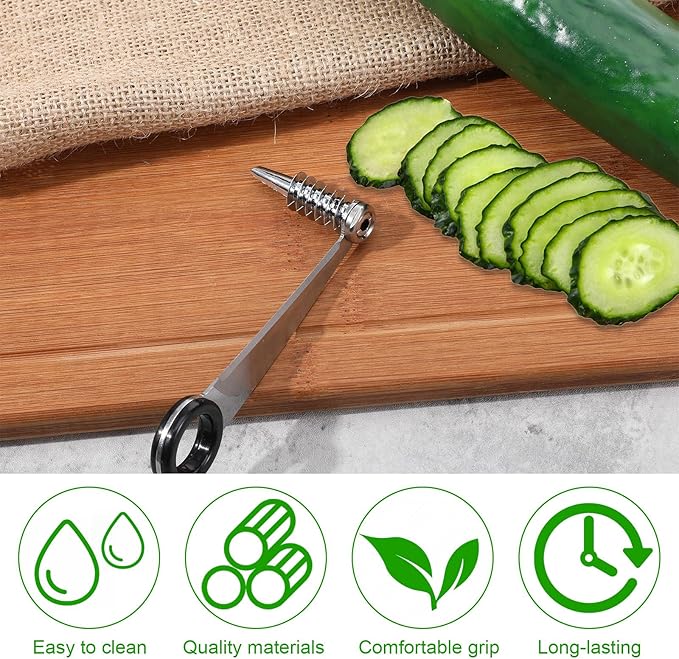 Potato Spiral Cutter Stainless Steel Vegetable Spiralizer Spiral Cutter for Veggies Cucumbers Carrots Potatoes Fruits - Compact and Easy to Use Kitchen Tools