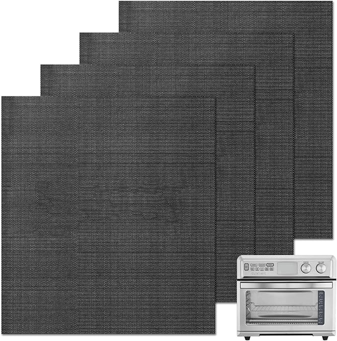 GWYSY Oven Liners for Bottom of Oven, 11.4"x14.2" Reusable Non-Stick Heat Resistant Toaster Liners Toaster Mat for for Cuisinart TOA-95 Air Fryer Toaster Oven, 4 Pack