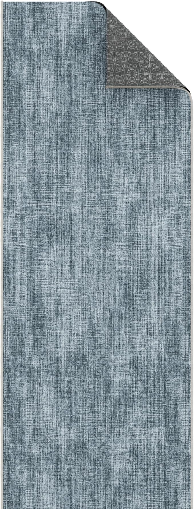 Ottomanson 2-Piece Kitchen Rug Set - Non Slip Runner & Washable Mat - 1'11" x 4' + 1'11"' x 5' - Durable, Stain Resistant for Entryway, Bedroom and Bathroom, Solid Greyish Blue