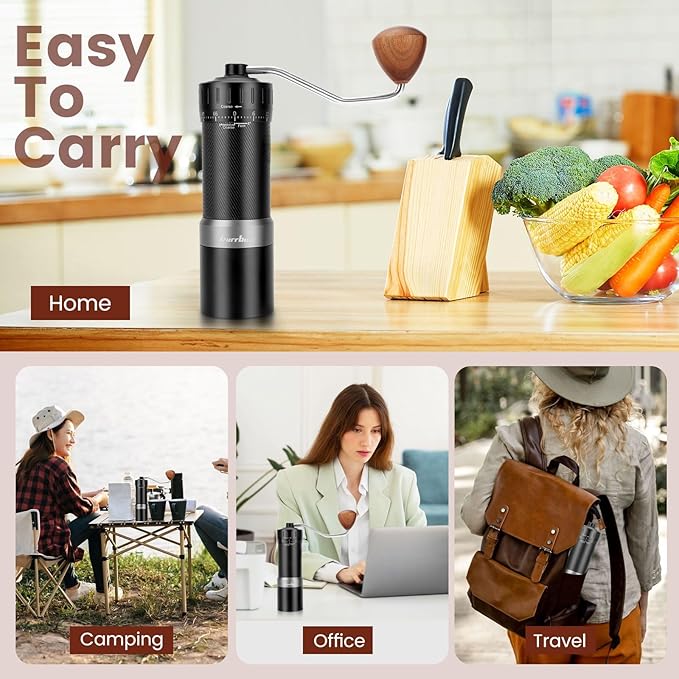 MB2 Manual Coffee Grinder with Carrying Case, Great for Travel, Camping & Storage Components, All-Round Grinder