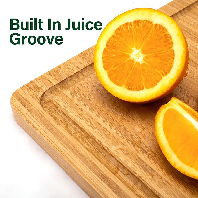 Bamboo Cutting Board Set of 3, Cutting Boards For Kitchen with Juice Groove, Bamboo Chopping Board Set, Serving Board Set for Meat, Vegetable and Cheese