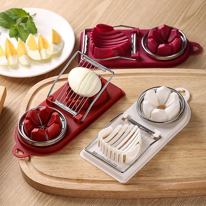 2 In 1 Multi-purpose Kitchentool Cutter Egg Boiled Egg Slicer, Can Be Used to Cut Hard-boiled Eggs cheese Fruit Strawberry Mushroom Kiwis (2PCS)