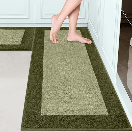Machine Washable (24" x 36"+ 24" x 60"') Runner Rugs Set of 2, Non Slip Kitchen Mats for Floor, Absorbent Entryway Rug for Kitchen, Bedroom, Hallway, Bathroom, Door (Roll Packing)