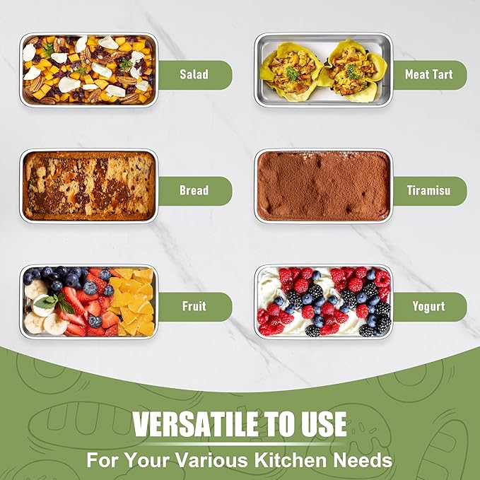 P&P CHEF Mini Loaf Pans Set, 10PCS Small Bread Loaf Pan for Baking, 6.3 x 3.5 Inch Stainless Steel Baking Pans for Homemade Bread, Meatloaf, Cake and Brownies, Healthy & Non Toxic, Dishwasher Safe