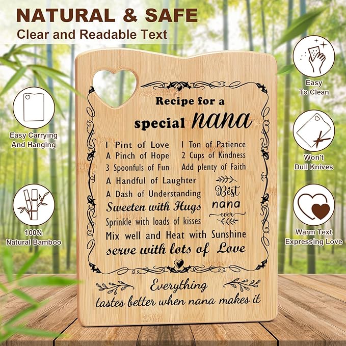 YUEYUQIU Gifts for Nana from Grandkids - Birthday Gifts for Nana from Granddaughter Grandson, Nana Cutting Board Set Present, Ideal Thanksgiving Christmas Gifts for Nana Grandma