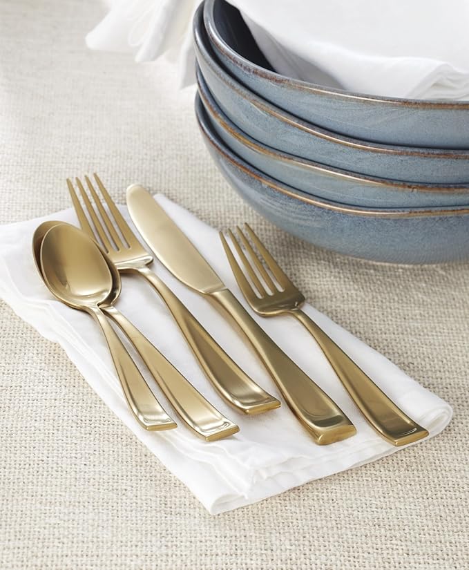 Oneida 899228 Moda Gold Satin 20-Piece Flatware Set, Service For 4
