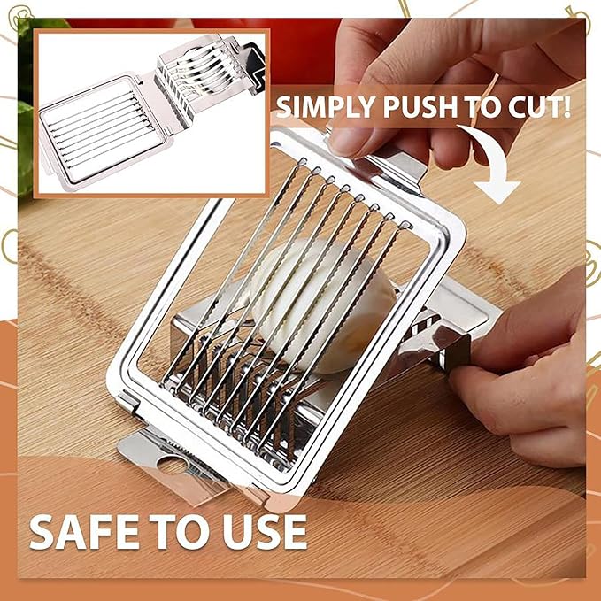 Egg Slicer for Hard Boiled Eggs Multipurpose Hard Boiled Egg Slicer Egg Cutter Stainless Steel Eggs Slicers for Kitchen Restaurant Egg Cutter for Soft Boiled Eggs Food Slicer Kitchen Tools