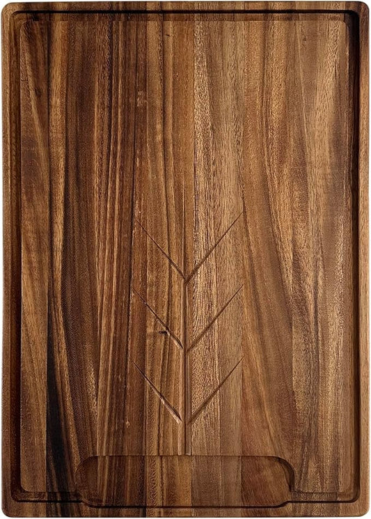 Ironwood Gourmet Osterbotten Rectangular Carving Board, 20" x 14" Acacia Wood Cutting Board With Juice Groove