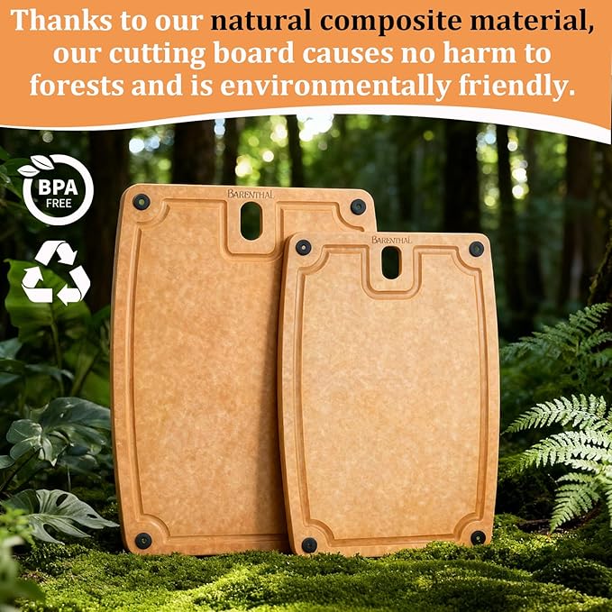 Barenthal Large Cutting Boards for Kitchen Dishwasher - XL Cutting Board Set Double-Sided with Non-Slip Feet and Juice Groove Composite Chopping Board Knife Friendly Cut Meat, Fruit,Vegetable