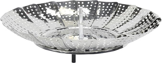Chef Craft Classic Steamer Basket, 6 inch Diameter 9.5 inch Expanded, Stainless Steel