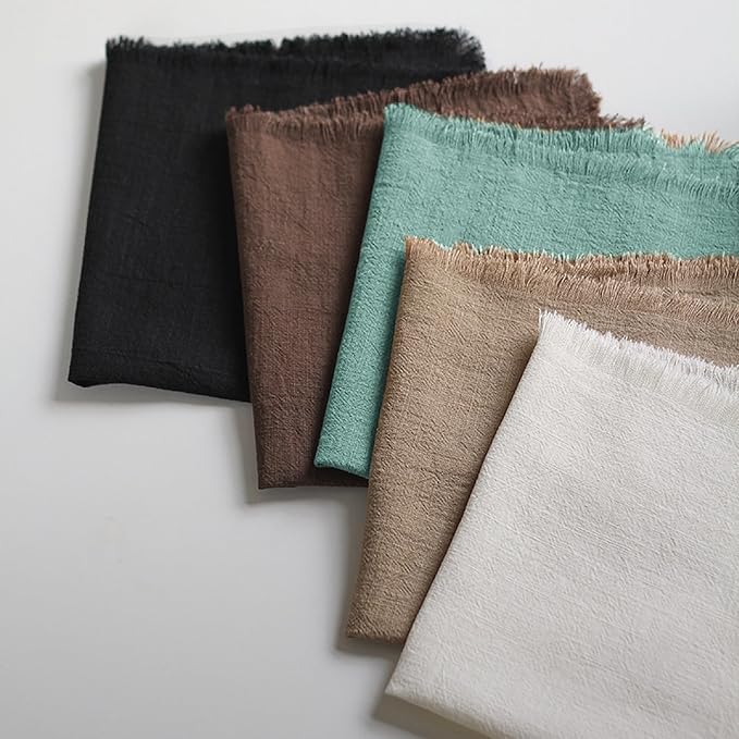 Handmade Cloth Napkins 100% Cotton Napkins with Fringe，Delicate Handmade Cloth Napkins for Dinners, Parties, Weddings and More，18 x 18 Inch Set of 6 - Turquoise