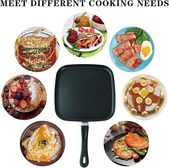 LECOOKING 10 Inch Square Griddle Pan, Nonstick Grill Pan for Cooking Eggs, Omelettes, and More, Griddle Cookware, PFOA Free