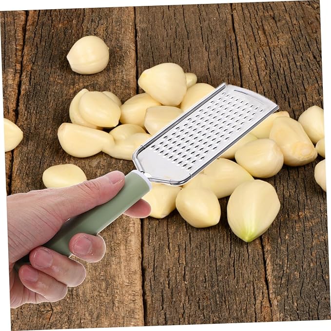 Stainless Steel Garlic Shredder and Zester 1-Piece Multifunctional Kitchen Tool for Garlic Ginger and Cheese Easy to Use Peeler and Cleaning Brush