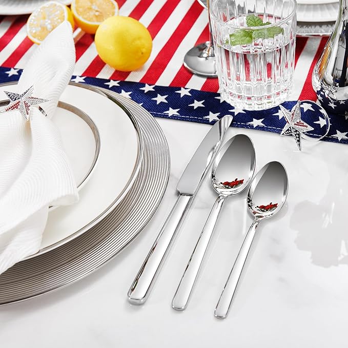 KEAWELL Premium Lucent 4-Piece 9.5 inch Knife Set – Durable Stainless Steel Flatware with Mirror Polish, Dishwasher Safe for Hosting and Everyday Dining (Dinner Knives)