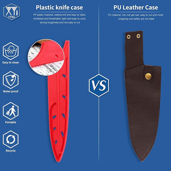 XYJ 2pcs/set Safety Knife Covers Sleeves Knives Edge Guard, Universal Knife Sheath, Paring, Utility Knife Case Blade Guards Protector Red Kitchen Knife Cover Sleeve (For 5'' Utility Knife)